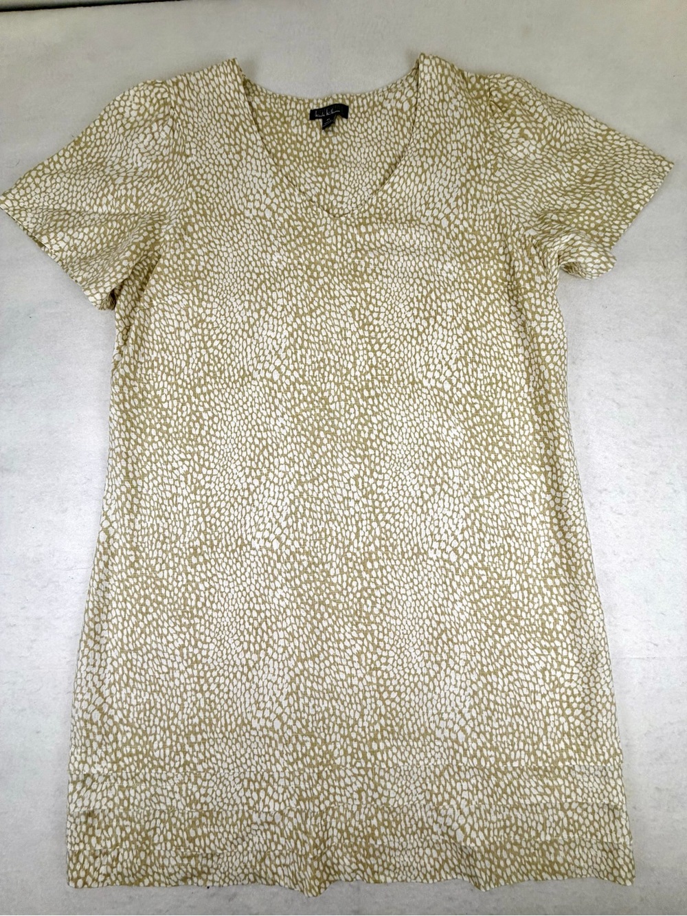 Original Wear Linen Blend Shift Dress XL Neutral Animal Print Dress minimalist
